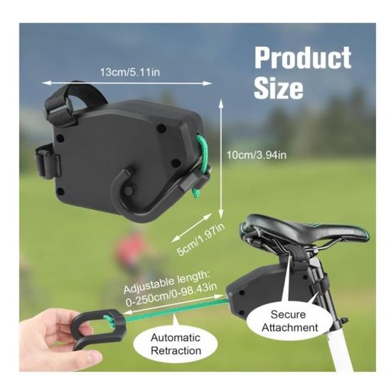 Corde De Remorquage Vélo Enfant Meghna – 2,5 M Rétractable, Charge 100 Kg – Montage Rapide Sans Outils – Pour VTT, Vélo électrique, Balades En Famille – Sécurité Et Visibilité