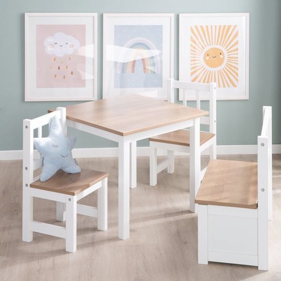 Roba Table Et 2 Chaises Enfants Style Scandinave | Bois Massif 50kg Charge