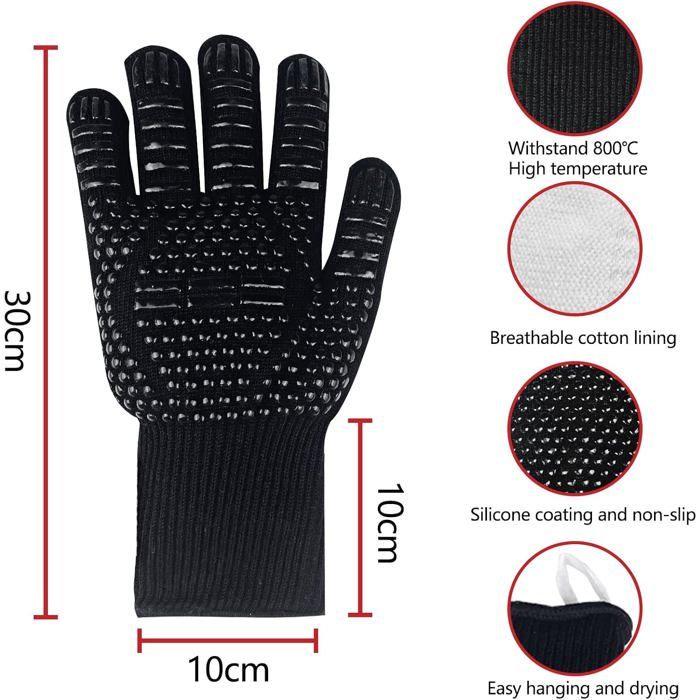 Paire De Gants De Cuisine En Silicone épais - Résistants à La Chaleur (230°C) - Antidérapants - Pour Four, Barbecue, Pâtisserie