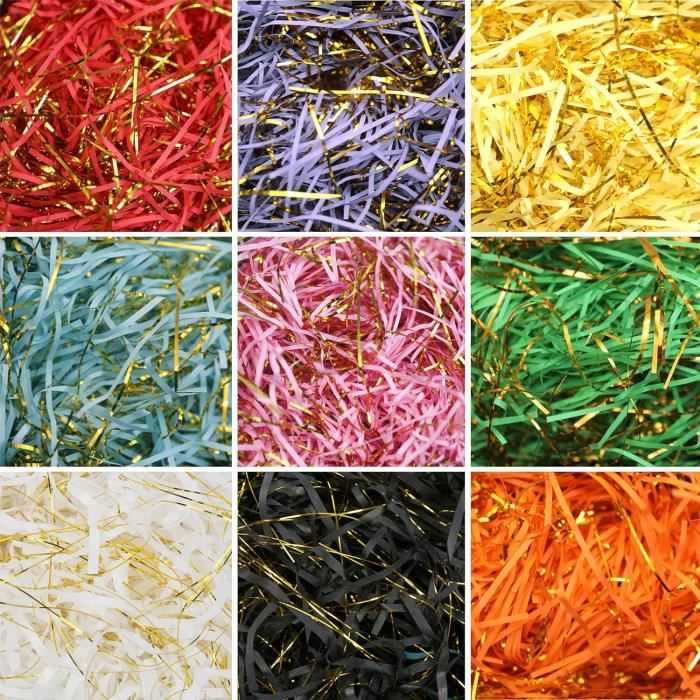 150g Papier Déchiqueté Blanc + Doré – Remplissage Cadeau Moelleux – Idéal Boîtes, Paniers, Mariages, Noël & Anniversaires
