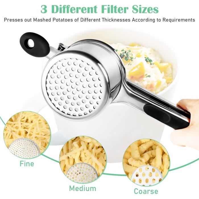Passe-purée Professionnel Inox Avec Grille à Gnocchi – Poignée Longue 30,5 Cm – Pour Purées Lisses, Aliments Bébé, Jus – Lavable Au Lave-vaisselle