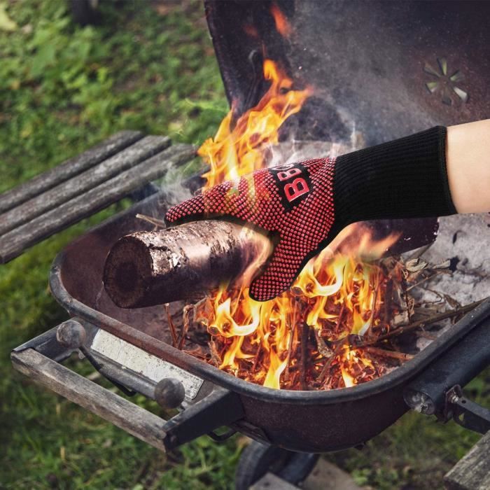 Gants De Barbecue BUDDYGO Résistants à 800°C - Paire Anti-Chaleur Et Antidérapante Pour Grill Et Four