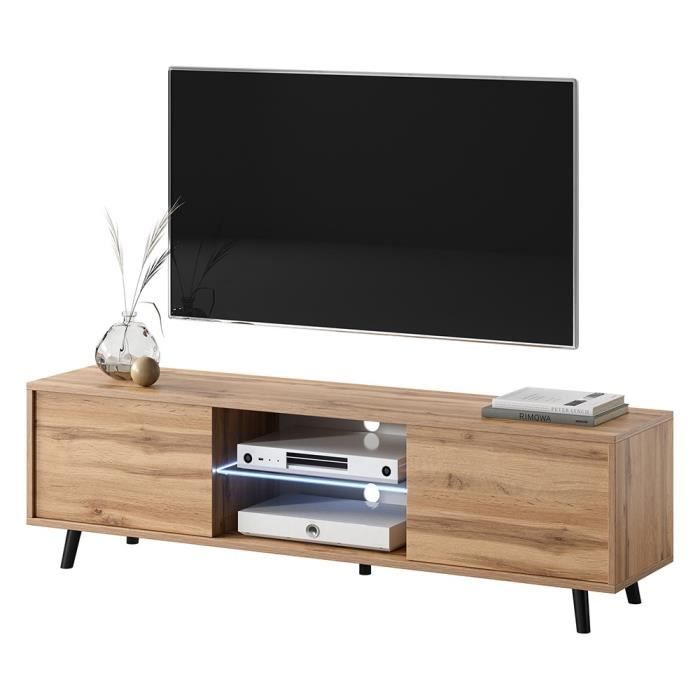 Meuble TV Suspendu Meuble Télé Pour Téléviseur Jusqu'à 65 Pouces Avec 3 Placards A Portes 150 X 35 X 32 Cm Marron 91894168