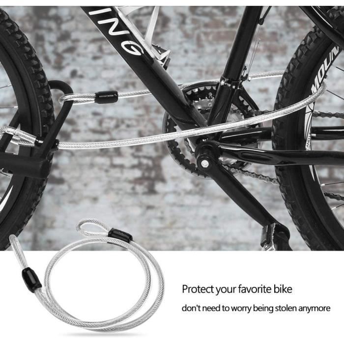 Câble antivol en acier robuste pour vélo En forme de U 1,2 m Pour cadenas  en U - Cdiscount Sport