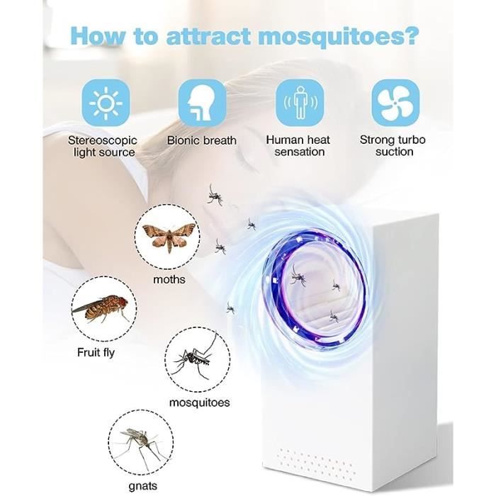 Attrape-mouches, lampe anti-moustique, attrape-mouches anti-moustique USB,  lumière anti-moustique à 180 ° pour chambre à coucher, cuisine