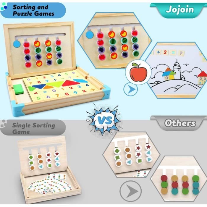 Jeux Montessori Enfant Jouet 3 Ans,Jouet en Bois Jeu de Puzzle de Tri eu de  Tri de Fruits Jouets Educatif pour Garçons Filles