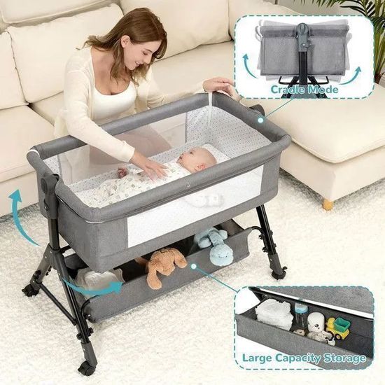 Berceau Cododo Bébé Avec Moustiquaire - Lit Portable 0-36 Mois - Roues Verrouillables