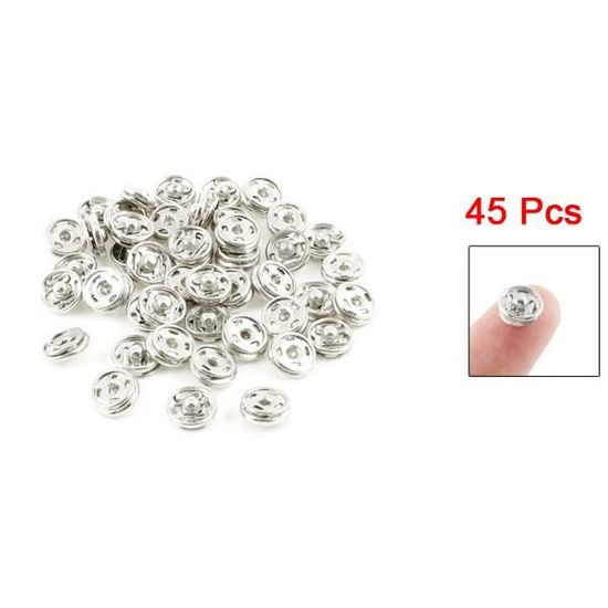 Silver Tone Métal vêtements manteau invisible Presse rivets boutons 20 pcs