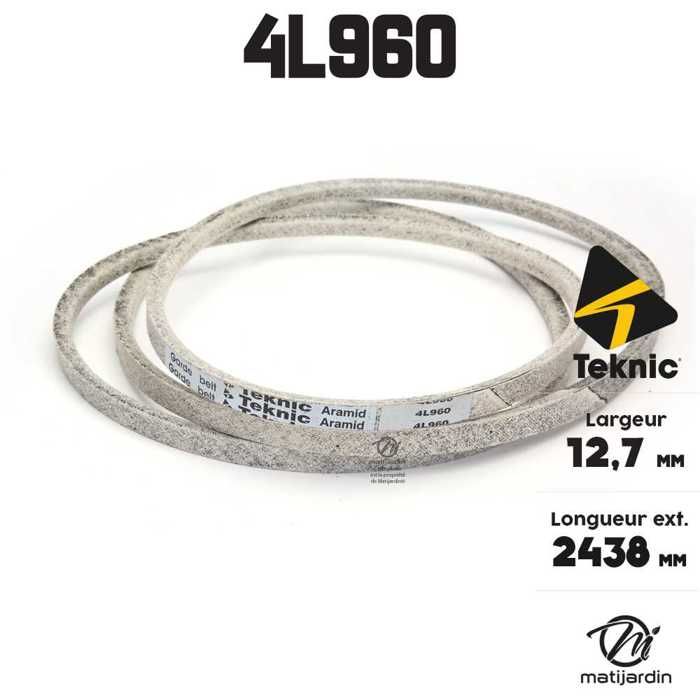 Courroie Tondeuse Matijardin 4L960 Kevlar 12.7x2438mm Courroie Tondeuse Matijardin 4L960 Kevlar - Trapézoïdale 12.7x2438mm Compatible Husqvarna Courroie Tondeuse Honda Gcv135