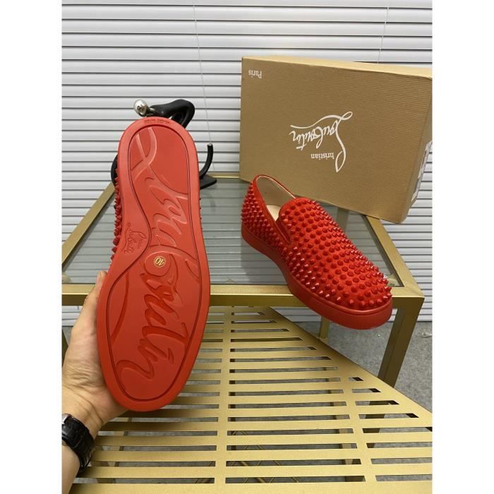 Christiansx louboutinsx chaussures a semelle rouge cloute serie chaussures de plateau Casual couple haut Rouge Cdiscount Chaussures