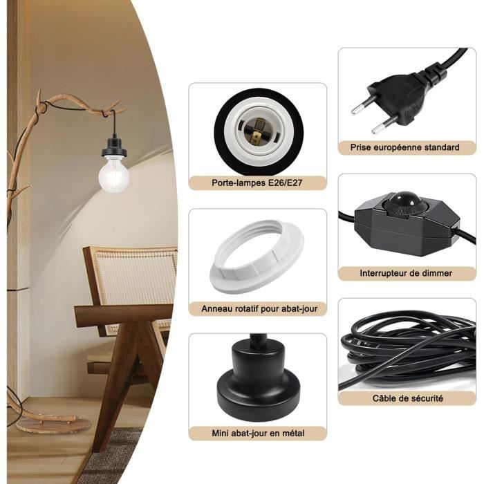 Cordon D'alimentation Rétro Pour Lampe - 180 Cm, Style Corde, DIY Salon Ou Bar