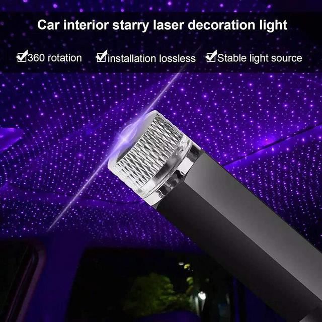 FRFJY Lampe projecteur LED, avec interface USB, pour toit de voiture, motif  d’éclairage en ciel étoilé violet, veilleuse orientable, plusieurs effets
