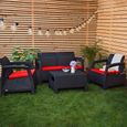 Gardenista Coussin de chaise de canapé de jardin extérieur, coussins de canapé résistants à l'eau pour meubles en rotin 4pk, rouge-3