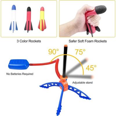 FEIEQILAI Lanceur De Fusée à Pédale Pour Enfants – 5 Fusées En Mousse Qui Sautent Haut ! Jouet Plein Air Super Fun