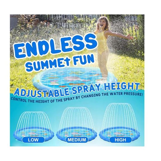 Tapis Arroseur Géant 170cm -Jeu d'eau Extérieur Réutilisable pour Enfants 2-3 Ans et Animaux -Système Sprinkler pour Jardin,Piscine - Jeux - Jouets
