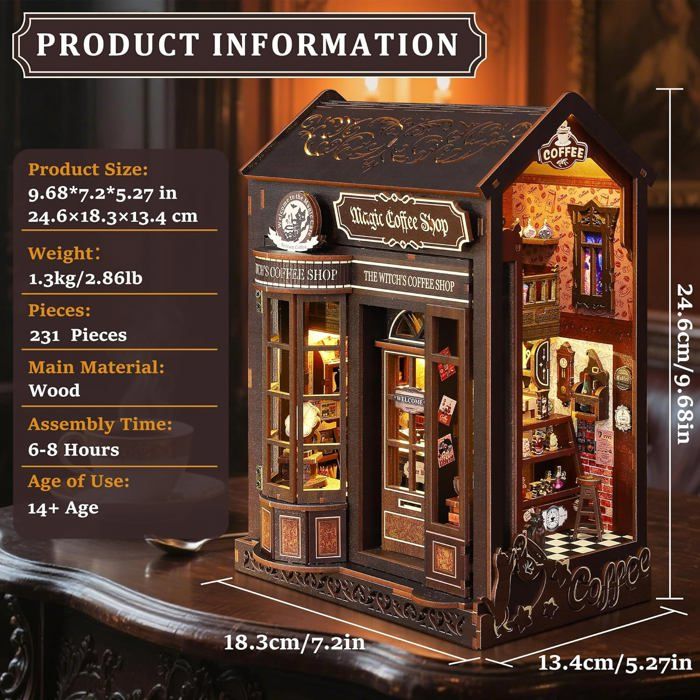 FUNPOLA Puzzle 3D en Bois Book Nook Kit, Maquette en Bois à Construire Puzzle 3D Maison FUNPOLA Puzzle 3D en Bois Book Nook Kit, Maquette en Bois à Construire Puzzle 3D Maison