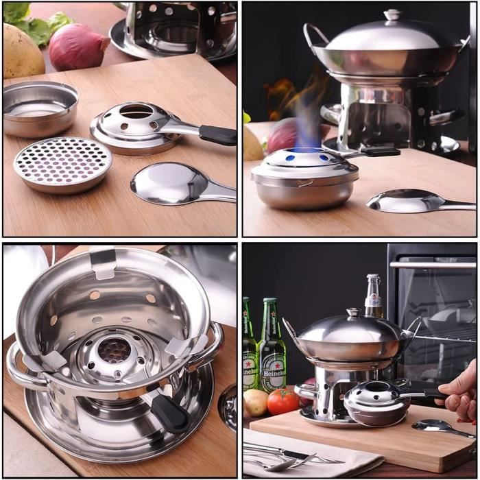 Réchaud de Camping Pliable Réchaud à Bois Portable en Acier Inoxydable Réchaud à Alcool pour Camping en Plein Air Randonnée Pique-Nique BBQ