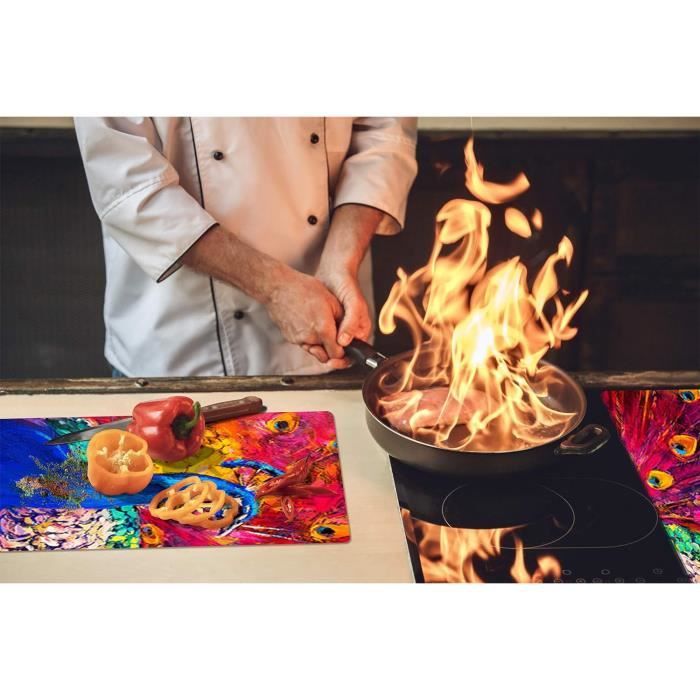 Planche de cuisine rectangulaire en verre, 60x52 cm Cuillères en bois