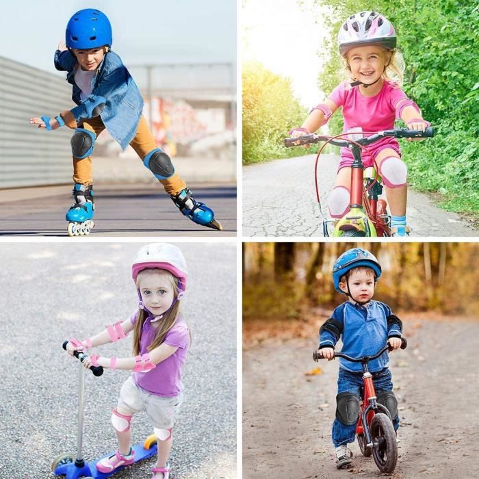 XPRIT Protège-poignets Adulte/Enfant, Protège-genoux Coudières 3 en 1 Ensemble  d'équipement de protection pour Skateboard, Scooter, Vélo - Noir Large 