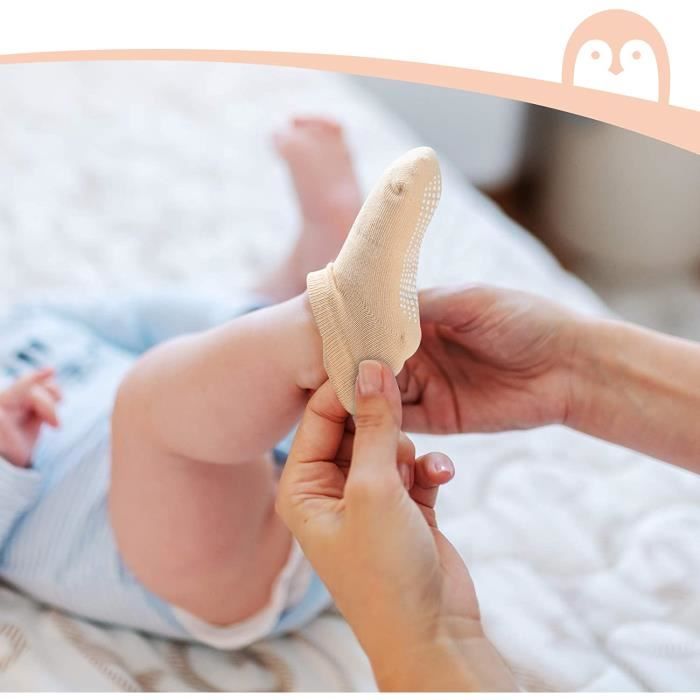 3 paires de chaussettes antidérapantes bébé enfant de 1 à 3 ans