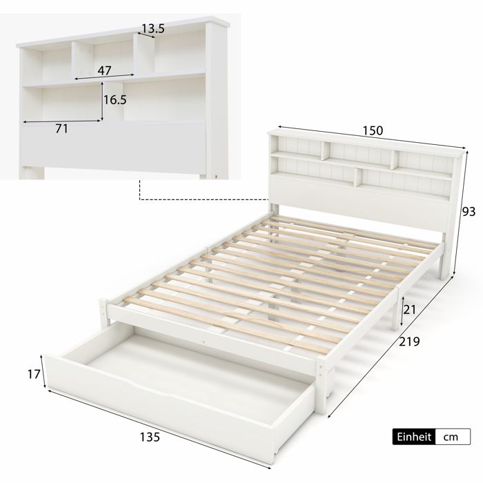 Lit Polster 160x200 Cm - Avec Prise USB Et Lumière LED, Tête De Lit