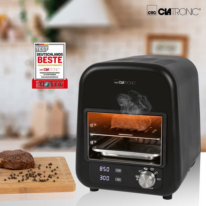 Clatronic EBG 3760 Barbecue Électrique Beef – Brûleur Infrarouge 1600W Céramique Avec 5 Programmes