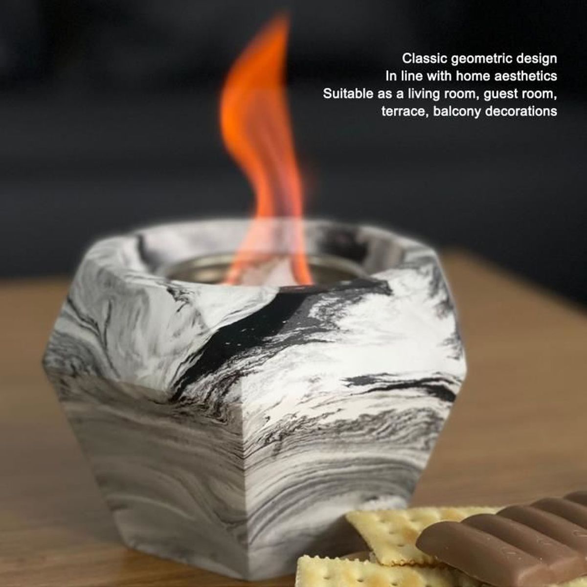 Cheminée De Table LARS360 Au Bioéthanol Avec Pierres Décoratives - Ambiance Chaleureuse Sans Fumée Pour Intérieur Et Extérieur