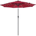 KINGSLEEVE® Parasol de jardin extérieur LED solaire 300cm rouge Pare-soleil inclinable avec manivelle Protection UV 80+