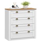 IDIMEX Commode chambre BOLTON L 91 cm en bois massif lasuré blanc et brun avec 4 grands tiroirs et poignées style campagne
