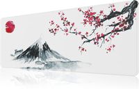 Tapis de Souris Japanese Cherry Blossom 800x300x3MM Tapis de Souris Large et étendu, Tapis de Souris à Bords Cousus,antidérapant