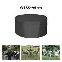 Housse de table ronde - Protection mobilier jardin extérieur - Ø185*95cm - Noir