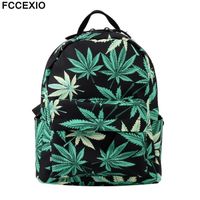 Comme photo - FCCEXIO 2021 Mini Backpack 3D Printed Green Hemp Fashion Waterproof Backpack Women Shopping Bag