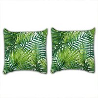Taies d'oreillers Plante tropicale feuilles vertes 3D effet 2 pieces 63*63cm