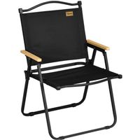 Chaise de plage camping pliante - poignée - structure acier oxford noir 54x59x78cm Noir