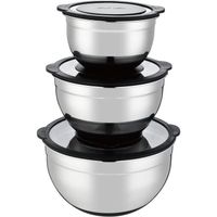Lot De 3 Saladiers Inox 304 - 700 Ml, 1200 Ml, 2500 Ml, Qualité Alimentaire, Passe Au Lave-vaisselle, Fond Antidérapant