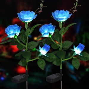 BALISE - BORNE SOLAIRE  Lumières de fleur solaire Rose artificielles Lumiè