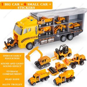 VOITURE - CAMION Camion 6 voitures - Ensemble de jouets de construction pour enfants, camion moulé sous pression, transporteur
