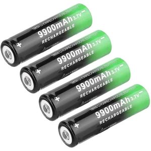 pour Batterie de Lampe de Poche LED Batterie Pointue 4 pièces 3.7v Haute capacité 9900mAh Batterie Lithium-ION Rechargeable Batterie Rechargeable 18650 