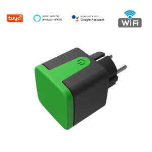ÉMETTEUR - ACTIONNEUR  Vert - Prise WiFi intelligente Tuya, étanche IP44,