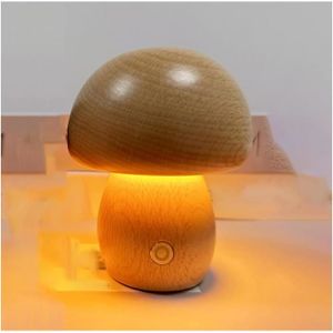 LAMPE A POSER Lampe Champignon En Bois, Portable Dimmable Avec R
