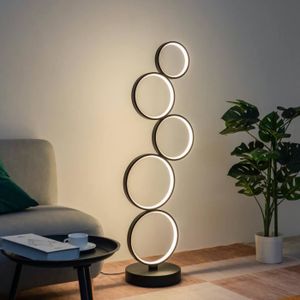 LAMPADAIRE Lampadaire LED cercles superposés en métal noir - Newton