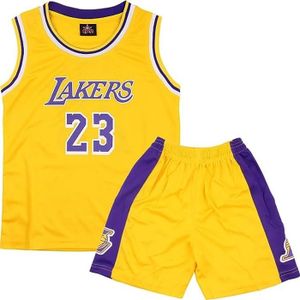 TENUE DE BASKET-BALL Tenue Basket Enfant,2 Pièces Ensemble Basket Enfant,Pop Maillot Basket Enfant,Maillot de Basket Enfant - Avec numéro 23 - jaune