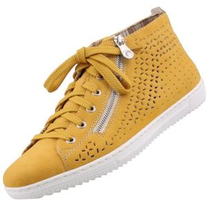 BASKET Sneaker montante jaune pour femme RIEKER - Fermeture à glissière - Semelle intérieure amovible