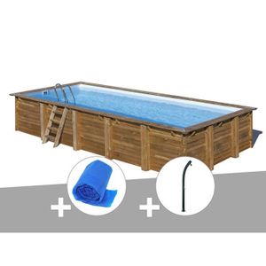 PISCINE Kit piscine bois Sunbay Braga 8,15 x 4,20 x 1,46 m + Bâche à bulles + Douche