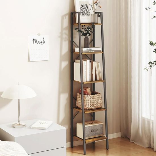 Bibliothèque Murale Ultra-Étroite 10 Cm – Étagère Gain De Place En Bois Massif Anti-Basculement Pour Chambre Enfant, Salon Ou Bureau