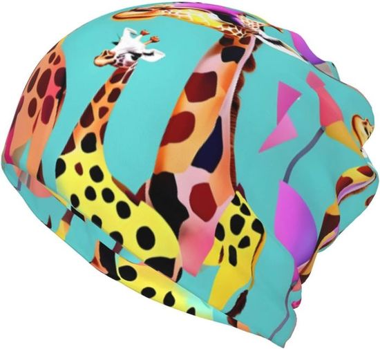 CHUYIX Bonnet D'hiver Pour Homme Et Femme - Imprimé Vache à Carreaux - 1 Pièce - Bonnet Tricoté - Imprimé Léopard - Casquette Pour Femme - Chapeau Extensible Doux - Motif Léopard - Bonnet En Laine