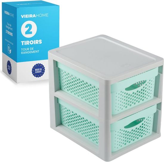 2 Pcs Mini Boîte Rangement Tiroirs 9 Compartiments – Organiseur Bureau Plastique Transparent