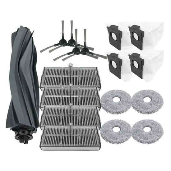 Odashen Lot de 16 accessoires de rechange pour aspirateur Dreame Mova E30 Ultra, 1 brosse principale, 6 brosses latérales, 2 filtres HEPA, 4 serpillères, 2 sacs à poussière, 1 brosse de nettoyage Odashen Lot de 16 accessoires de rechange pour aspirateur Dreame Mova E30 Ultra, 1 brosse principale, 6 brosses latérales, 2 filtres HEPA, 4 serpillères, 2 sacs à poussière, 1 brosse de nettoyage