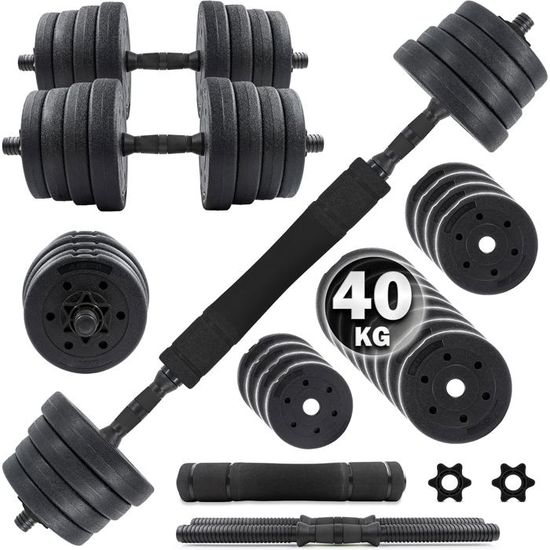 LUXTRI Haltères 2 En 1 Courts Et Longs - Set Complet Musculation Fitness à Domicile