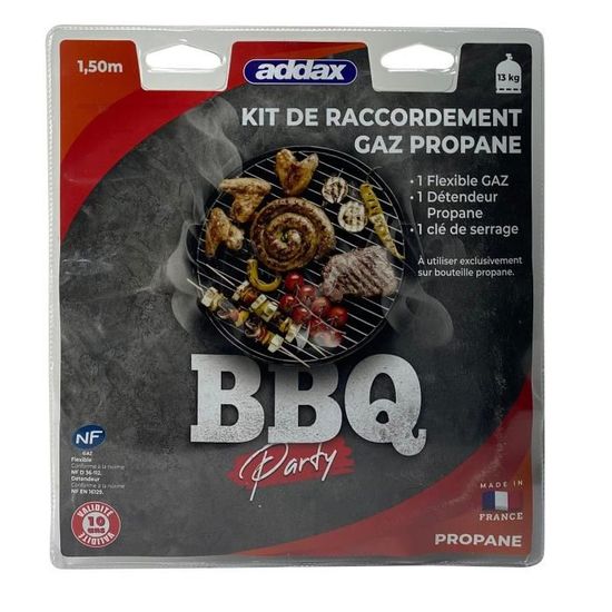 Kit raccordement ADDAX pour barbecue et plancha Propane - Accessoire de barbecue en métal